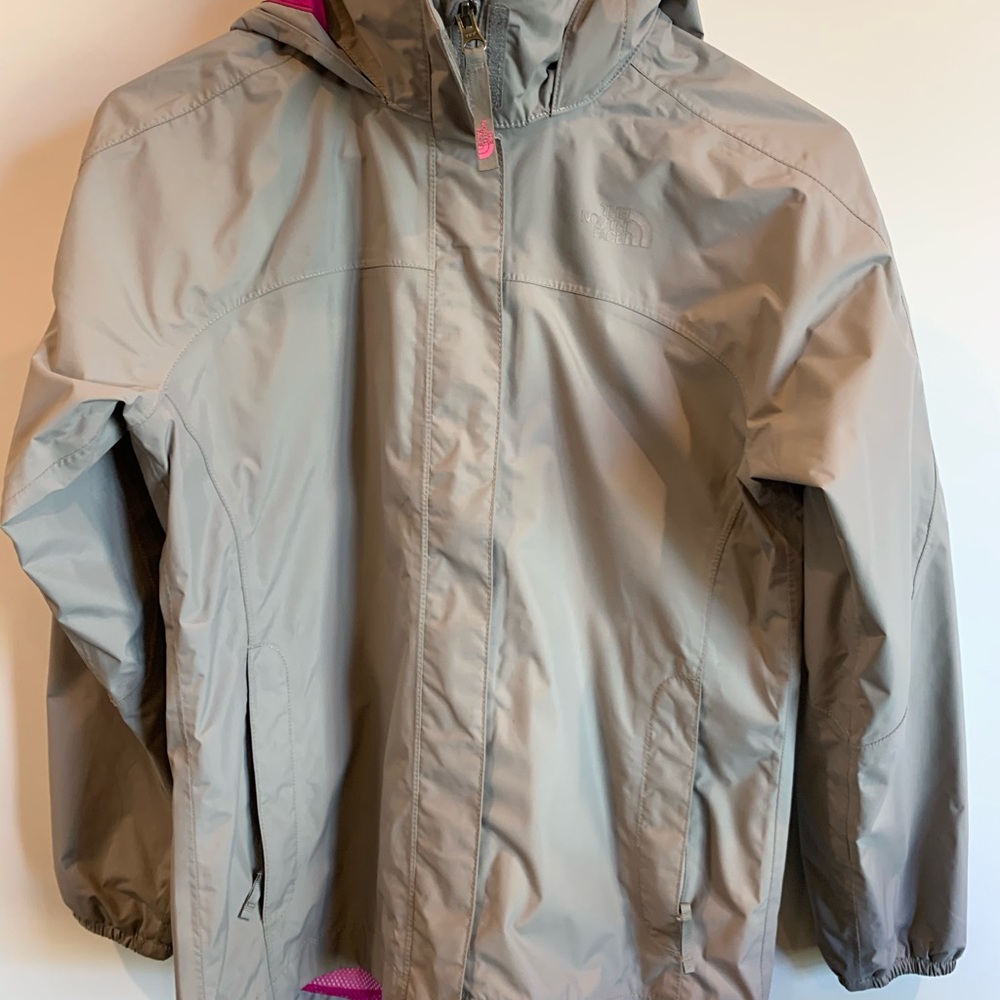 Girls north face rain jacket coat size m
